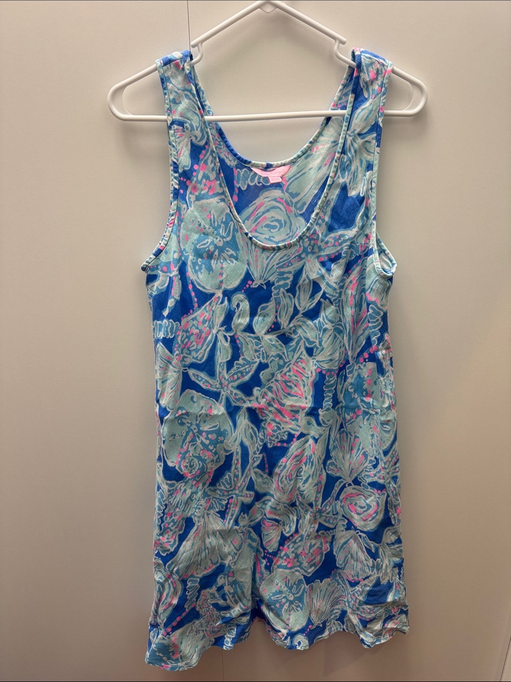 Lilly Pulitzer Blue Floral Tank Dress with Pink & Mint Accents